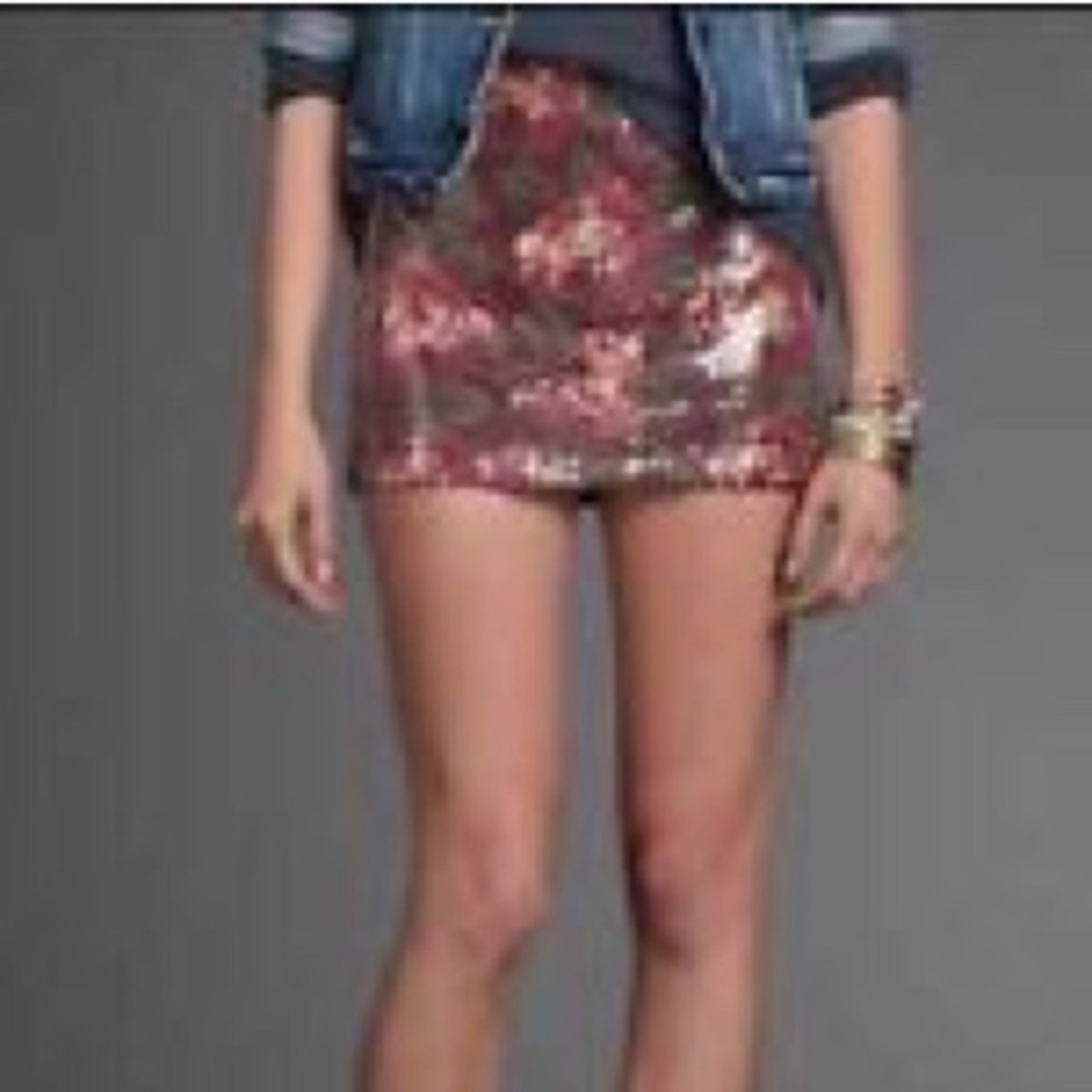 Abercrombie Print Rose Sequin Miniskirt